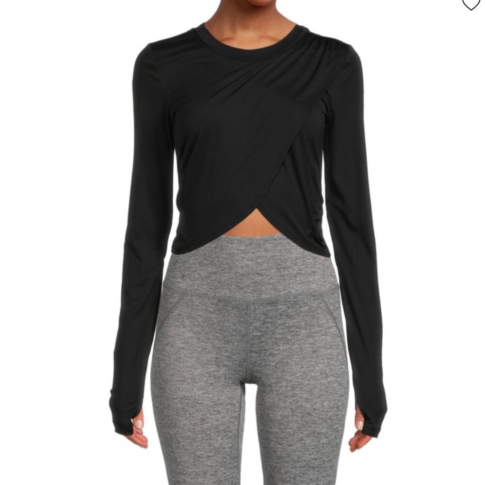 Free People Movement Long Sleeve Crossover Crop Top M